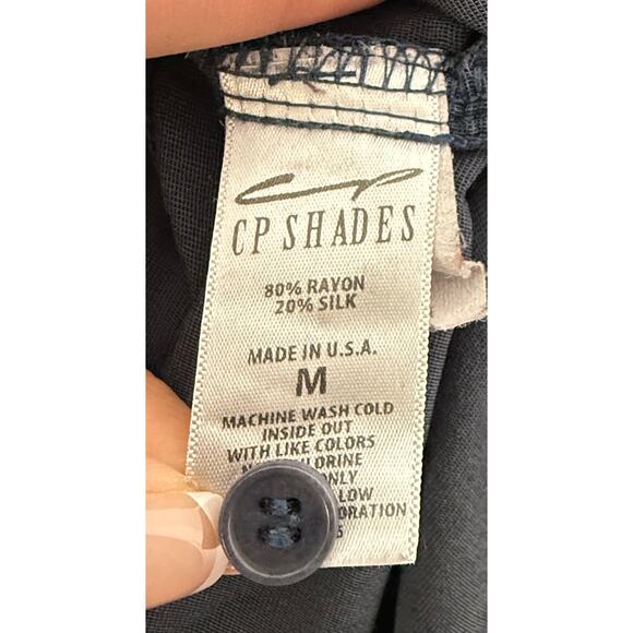 Free People x CP Shades Joss Velvet Velour Button Up Top Blouse Tunic Dark Blue - Picture 8 of 10